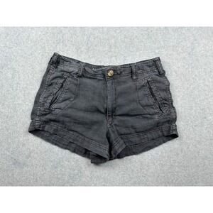 American Eagle Women Black Linen Blend Utility Cargo Shorts Size 6 Casual Summer